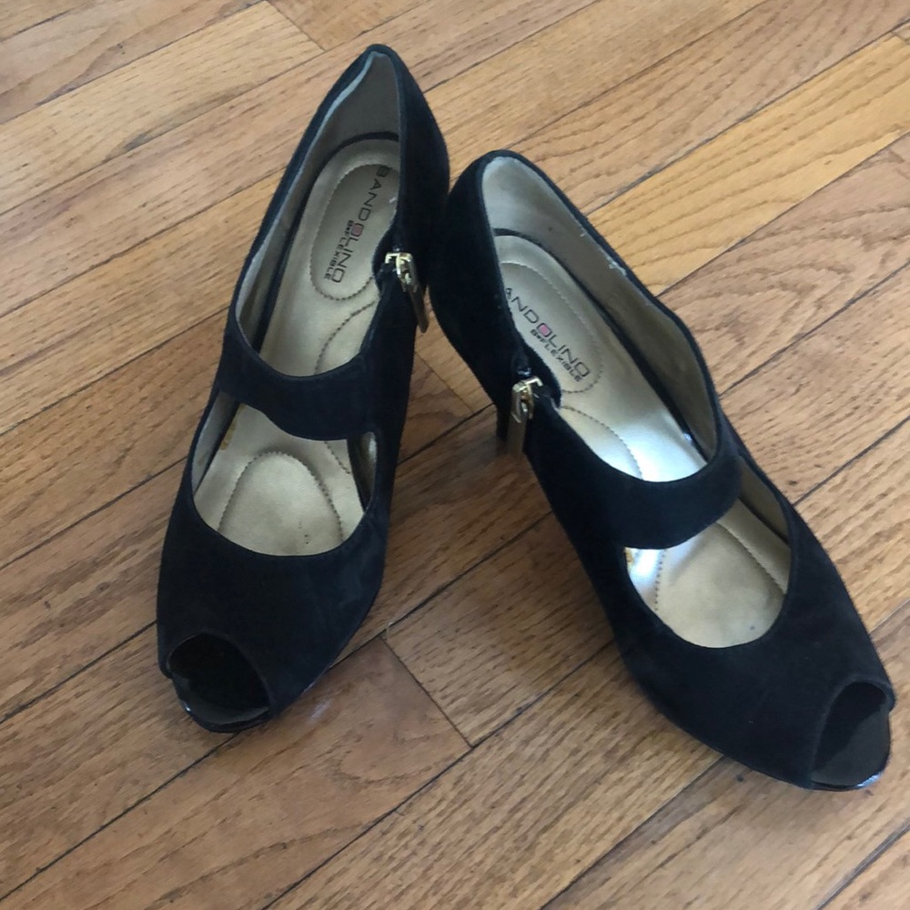 Bandolier Black Suede Heel